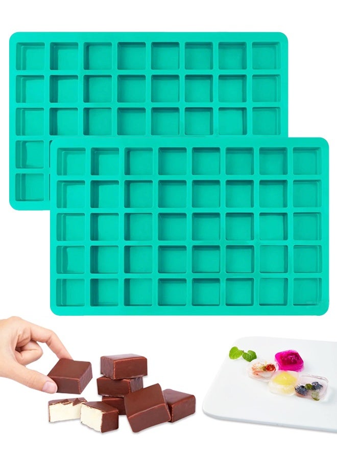 قالب شوكولاتة مربع من قطعتين، 40 تجويفًا، قالب مكعب سيليكون للشوكولاتة والحلوى والكراميل ومكعبات الثلج والغاناش والصمغ - Image 1
