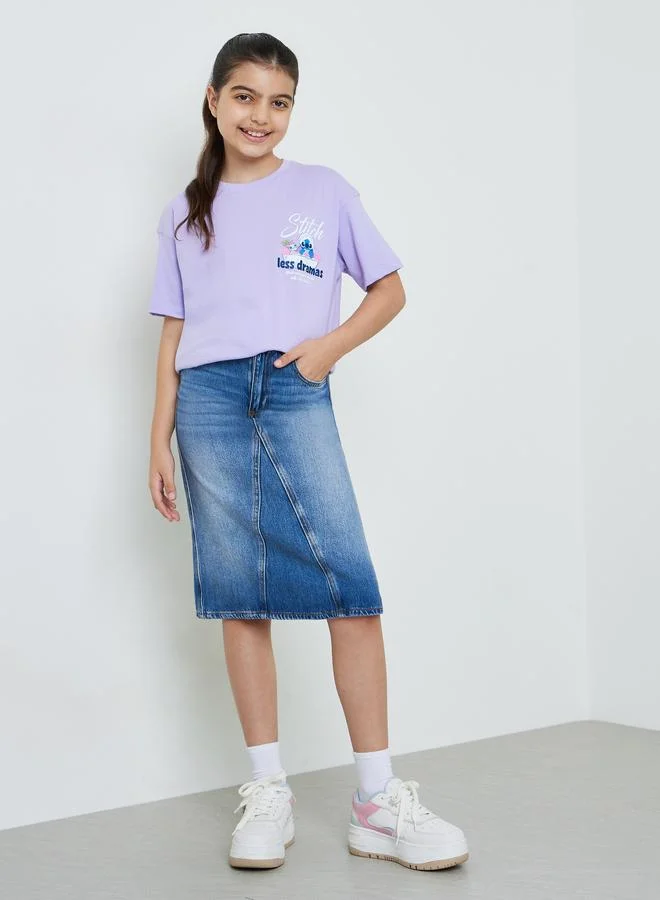 Styli Teen Girls Lilac Lilo and Stitch Oversized T-Shirt