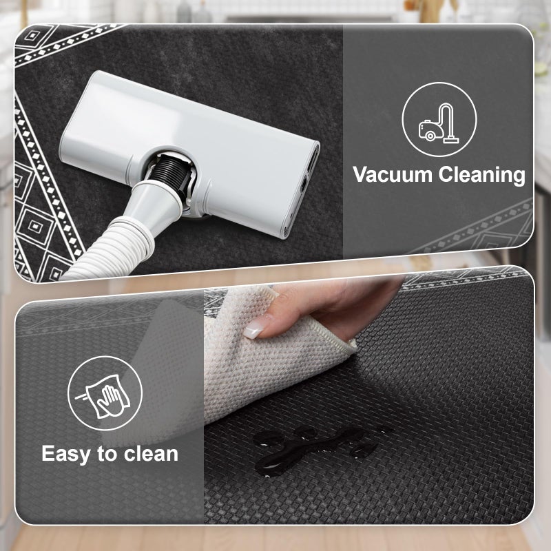 KIMODE Anti Fatigue Kitchen Mats 17"x47"+17"x29", Farmhouse Kitchen Rugs Sets of 2, Cushioned Non Skid Kitchen Mats for Floor, Comfort Kitchen Floor Mats for Sink Laundry Desk Black - Image 5
