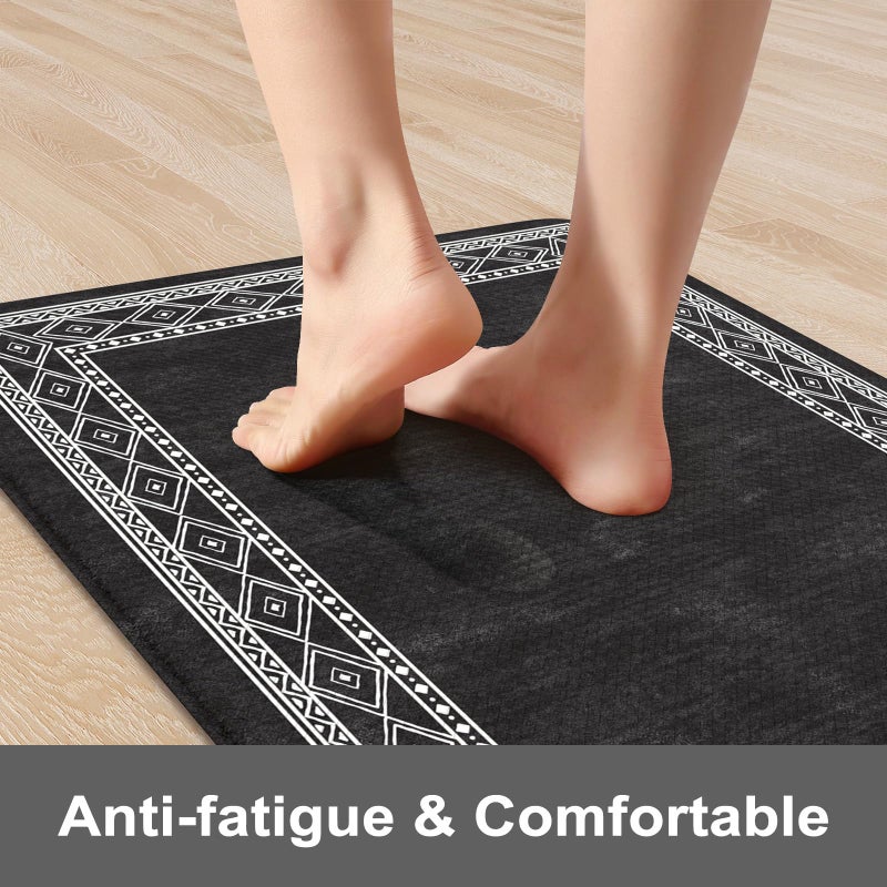 KIMODE Anti Fatigue Kitchen Mats 17"x47"+17"x29", Farmhouse Kitchen Rugs Sets of 2, Cushioned Non Skid Kitchen Mats for Floor, Comfort Kitchen Floor Mats for Sink Laundry Desk Black - Image 3