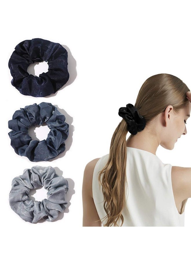 ايفيو ربطات شعر ساتان للنساء - Ivyu Big Scrunchy Ponytail Holder بدون تجاعيد، أربطة شعر مرنة ناعمة لا تؤذي شعرك لفتاة Vsco باللون الأزرق 