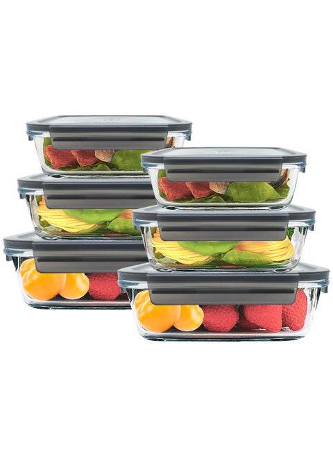 6 Pack Glass Meal Prep Containers With Leakproof Locking Lids Glass Food Storage Containers