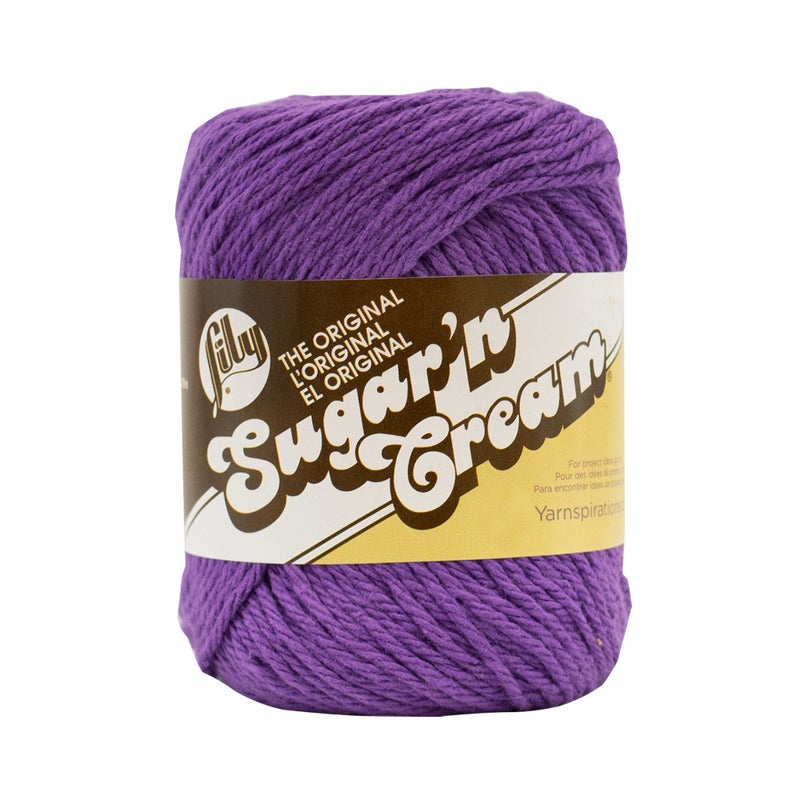 Lily Sugar 'N Cream The Original Solid Yarn, 2.5oz, Medium 4 Gauge, 100% Cotton - Purple - Machine Wash & Dry - Image 1