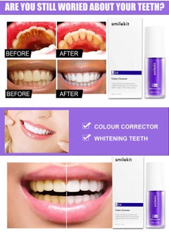 SMILEKIT ﻿v34 Teeth Color Corrector, Purple Teeth Whitening Toothpaste, Remove Stains, Teeth Whitening Purple Toothpaste, Remove Coffee, Stains, Yellow Teeth (30ml）  - Image 3