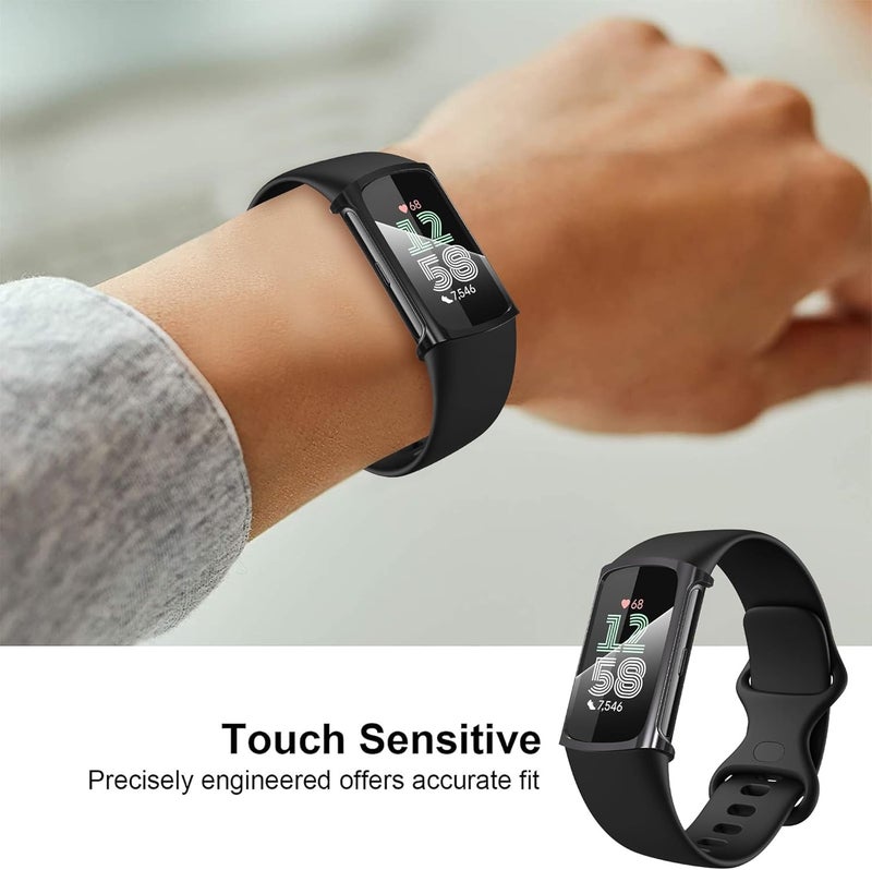 سومان Suoman 4 Pack for Fitbit Charge 6/Charge 5 Smartwatch Case, Definition Clear Screen Protector, All-Around Soft TPU Flexible Protective Cover (Black) - Image 5