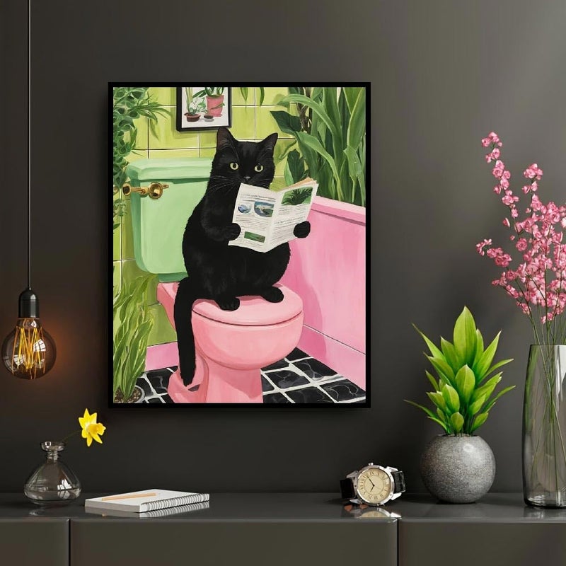 mjcakrn Paint by Numbers Kit for Adults Beginner, Black Cat Adult Paint by Number Kits on Canvas, DIY Acrylic Watercolor Oil Colorful Painting by Number for Adults Without Frame for Home Decor 16x20 Inch - Image 3