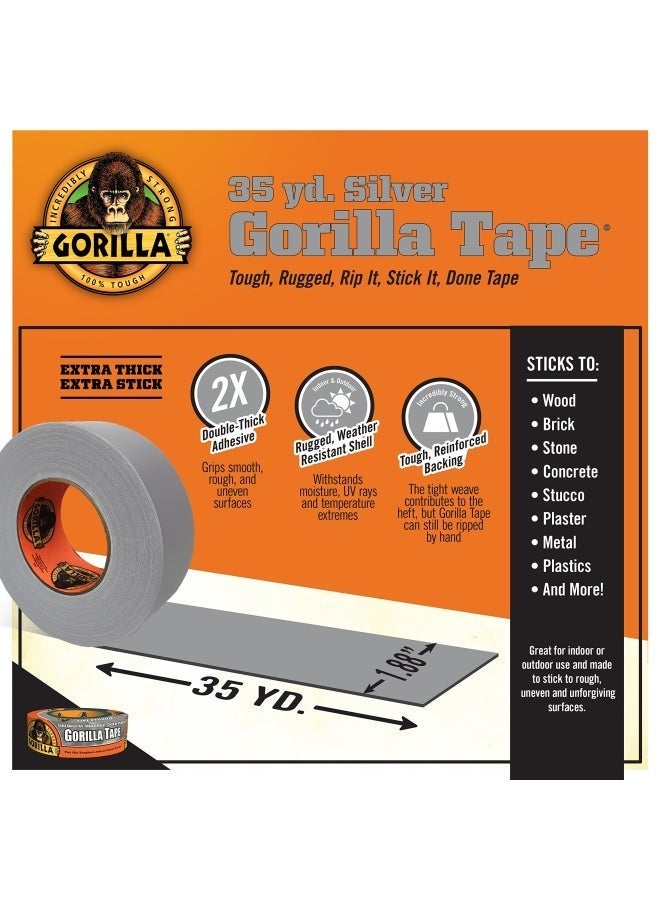 Gorilla Silver Duct Tape, 1.88" x 30 yd, Silver (Pack of 1) - Duct, Utility, Triple Layer Strength, Indoor & Outdoor, Weather Resistant Shell - Image 3