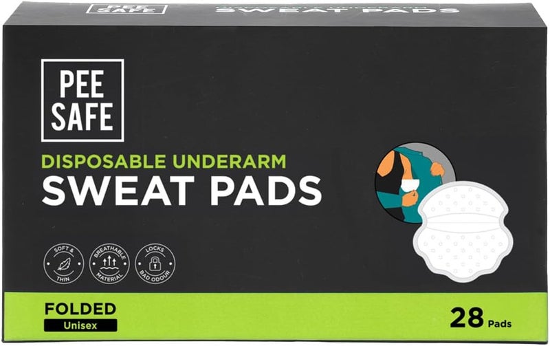 Pee Safe Sweat Pads for Underarms Women & Men (7 Pairs X 2) 28 Pads | Folded | Prevents Stains | Absorbs Sweat & Unpleasant Odour | Breathable and Deodorizing | Self Adhesive Glue
