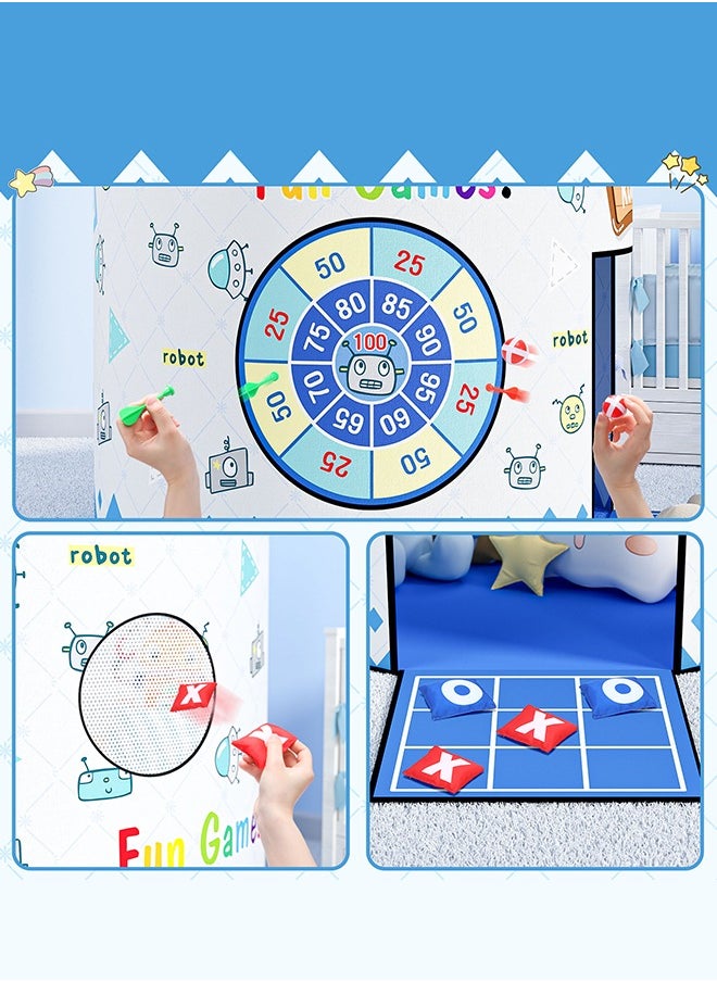 Soft Touch - 4 in 1 Play Tent for Toddler Boys Girls Lightweight Portable Foldable Indoor Outdoor Playhouse with 3 Fun Games Toys Kids Tent Playset Castle Tent Pop Up Tent with Carrying Bag - Image 1