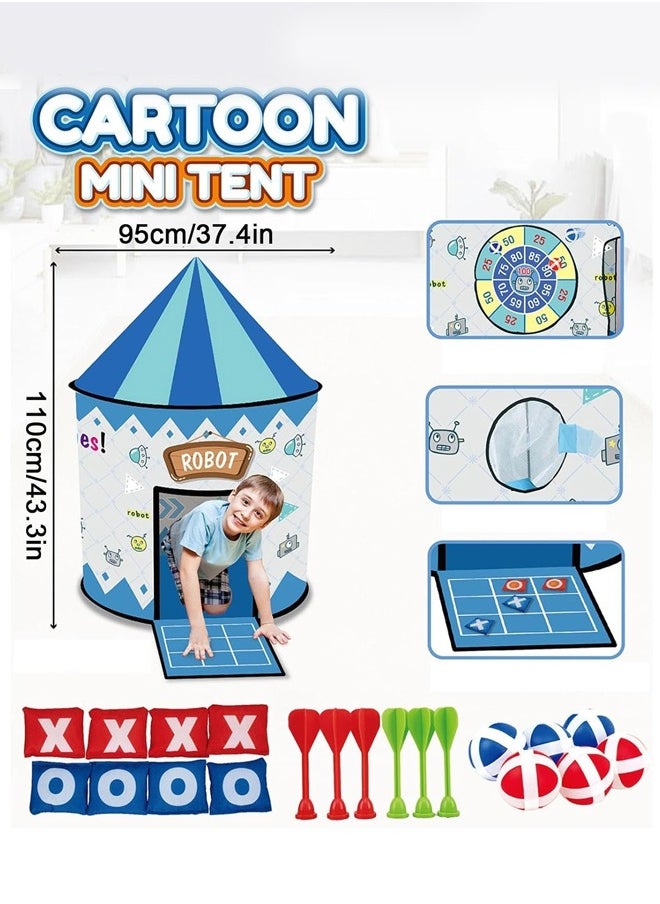 Soft Touch - 4 in 1 Play Tent for Toddler Boys Girls Lightweight Portable Foldable Indoor Outdoor Playhouse with 3 Fun Games Toys Kids Tent Playset Castle Tent Pop Up Tent with Carrying Bag - Image 1