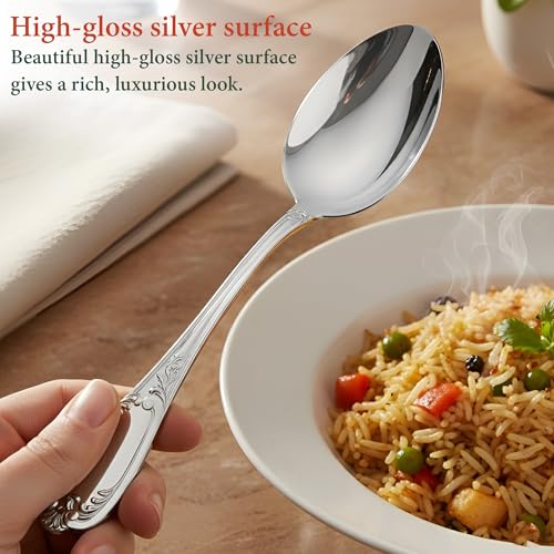 Parage 12 Pieces Stainless Steel Dinner/Table Spoons, Length 15.5cm, Set of 12, Silver (Moti) - Image 2