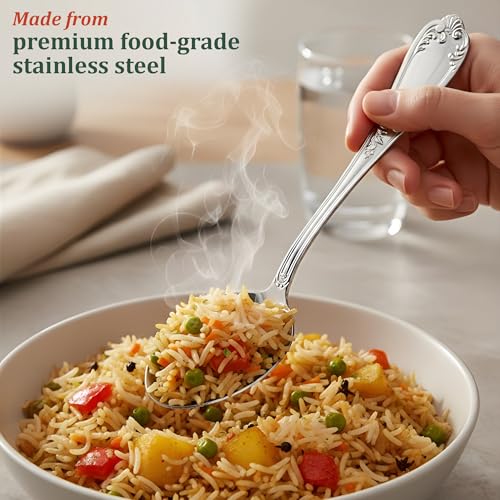 Parage 12 Pieces Stainless Steel Dinner/Table Spoons, Length 15.5cm, Set of 12, Silver (Moti) - Image 4