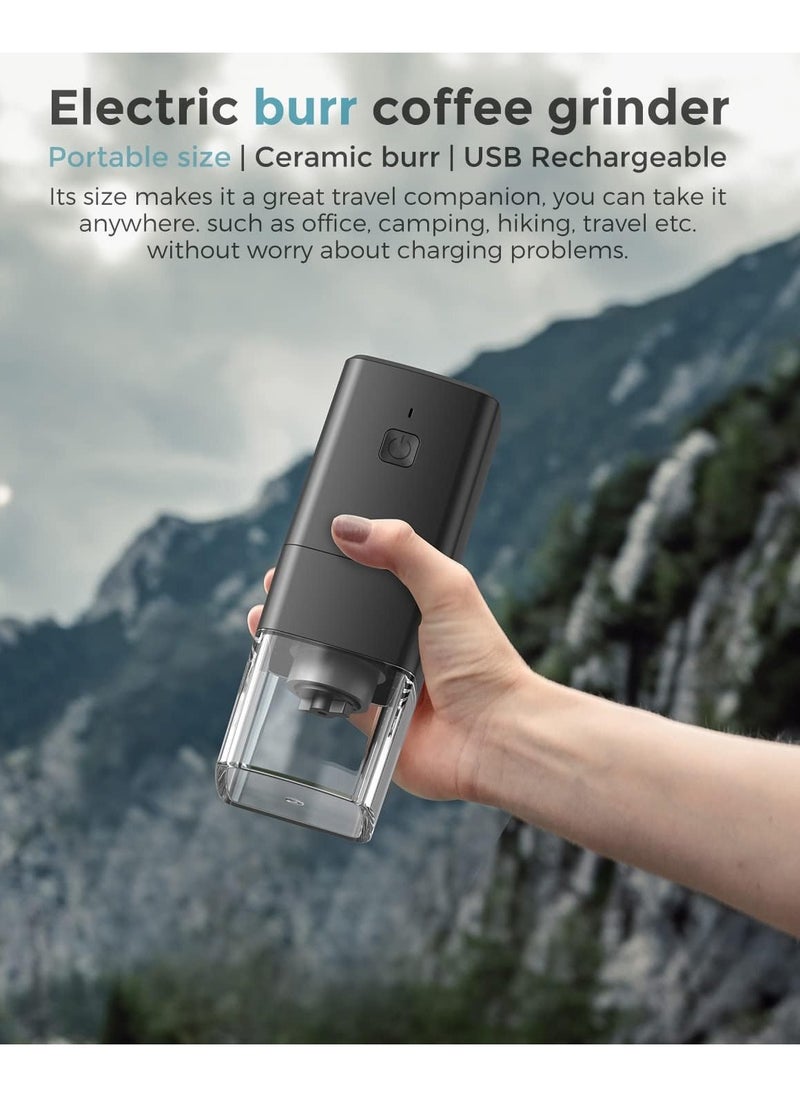 Mini Coffee Grinder, Rechargeable Automatic Grinder 1300mAh, Portable Coffee Bean Grinder for Home Travel Office