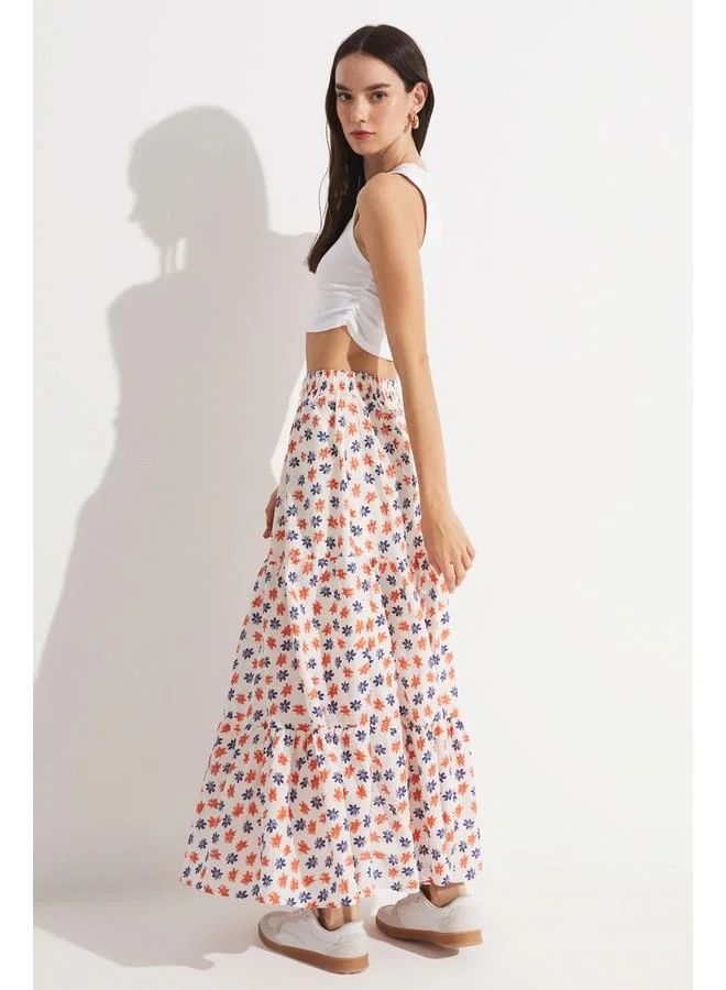 JUNE June Floral Patterned Maxi Skirt