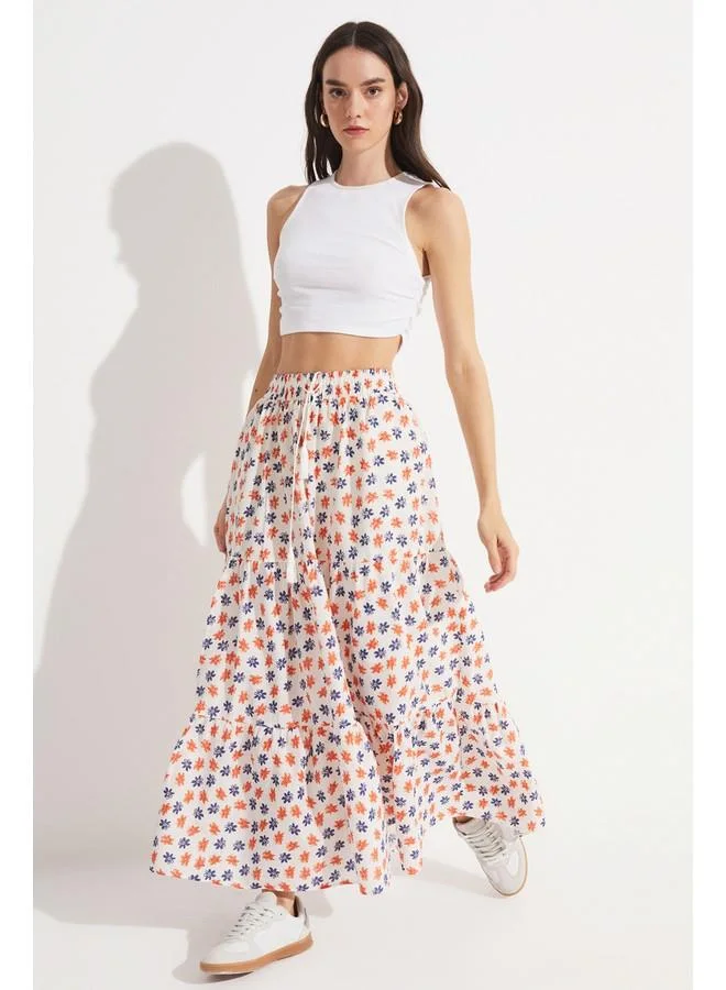 JUNE June Floral Patterned Maxi Skirt