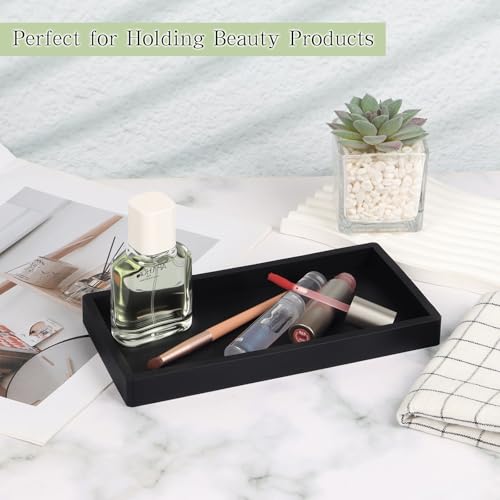 JOLYEAK Black Silicone Tray Bathroom Vanity Tray Silicone Countertop Trays for Toilet Kitchen Perfume Jewelry Candle Key (1, Small-7.95×4.02×0.78in) - Image 4