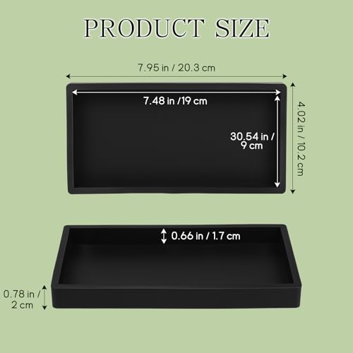 JOLYEAK Black Silicone Tray Bathroom Vanity Tray Silicone Countertop Trays for Toilet Kitchen Perfume Jewelry Candle Key (1, Small-7.95×4.02×0.78in) - Image 2