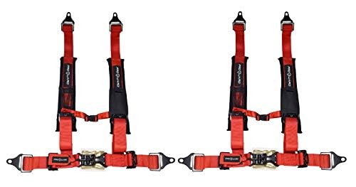 PROGUARD Offroad Harnesses 2Pack Red with 2 Nylon Straps 4 Points of Contact Compatible with All UTVs incl Polaris Kawasaki etc