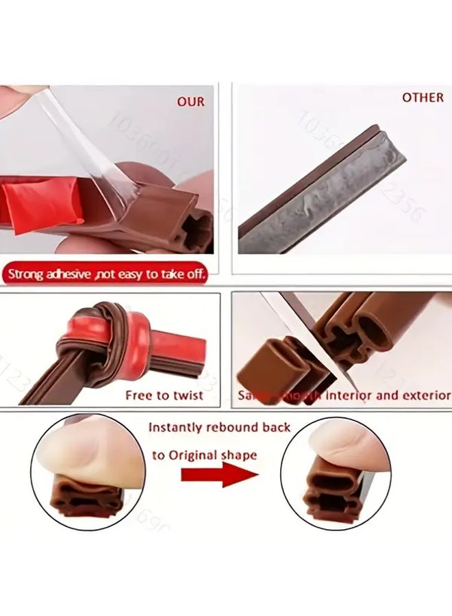 Brown Door Seal Strip Weatherproof Draft Stopper 10mm X 10mm 236.22 Inch - Image 5
