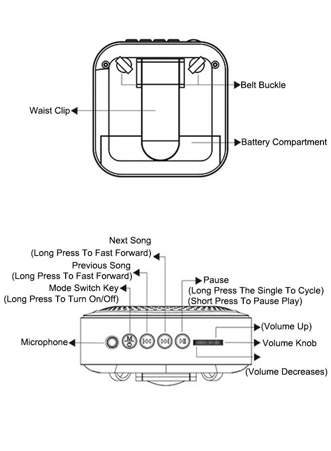 كيرانيكسي مكبر صوت محمول، ميكروفون وسماعة سلكية، يدعم ذاكرة فلاش USB وبطاقة TF، ميكروفون شخصي ومكبر صوت، مكبر صوت للمعلمين والمرشدين السياحيين/المدربين، للاجتماعات/اليوغا/اللياقة البدنية، أبيض - Image 3