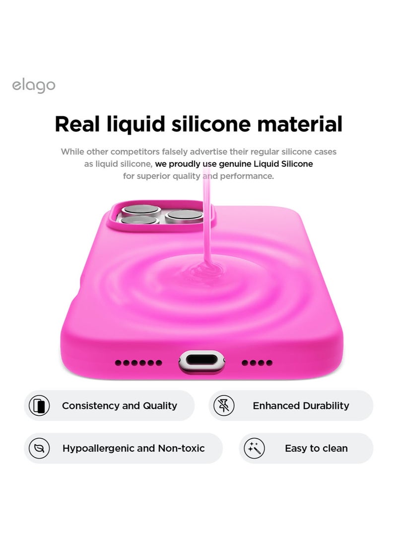 Elago Liquid Silicone for iPhone 16 Pro MAX Case Cover Full Body Protection, Shockproof, Slim, Anti-Scratch Soft Microfiber Lining - Ice Red - Image 3