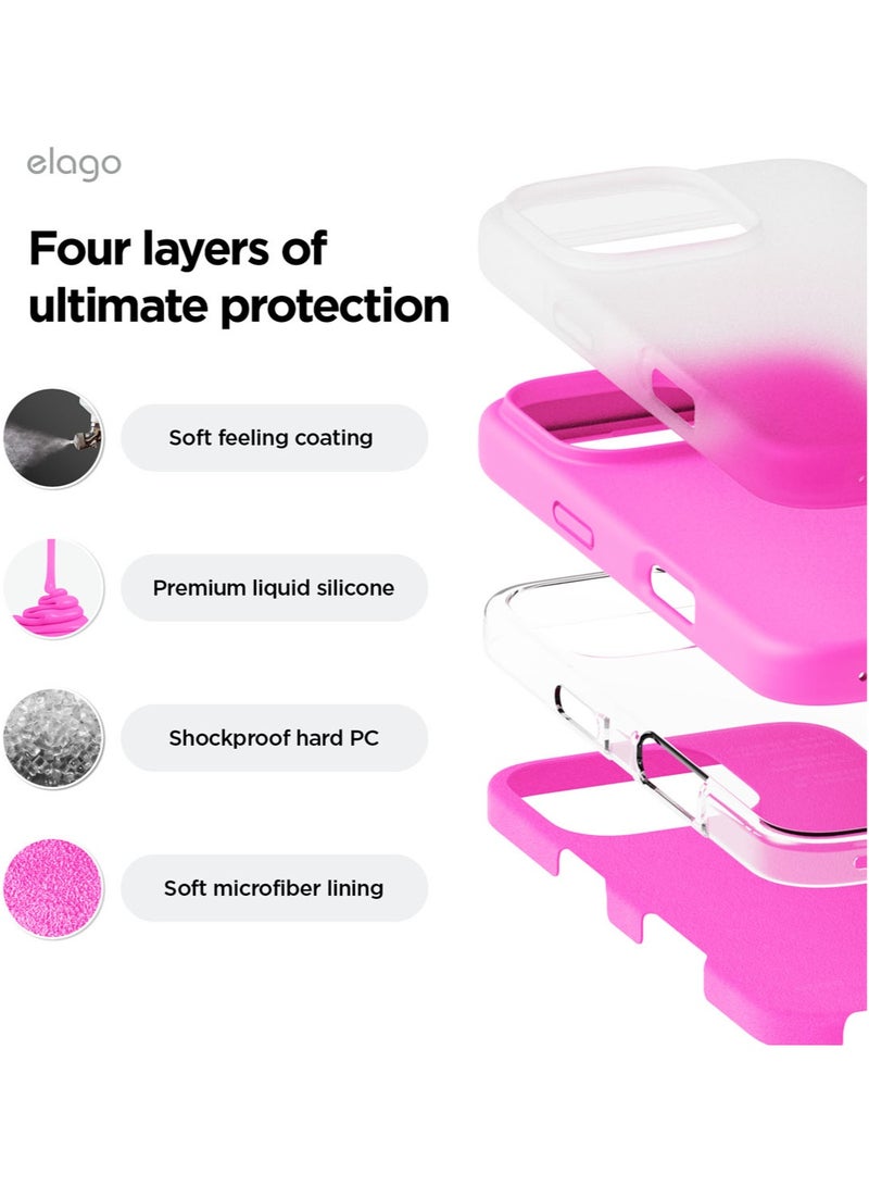 Elago Liquid Silicone for iPhone 16 Pro MAX Case Cover Full Body Protection, Shockproof, Slim, Anti-Scratch Soft Microfiber Lining - Ice Red - Image 4