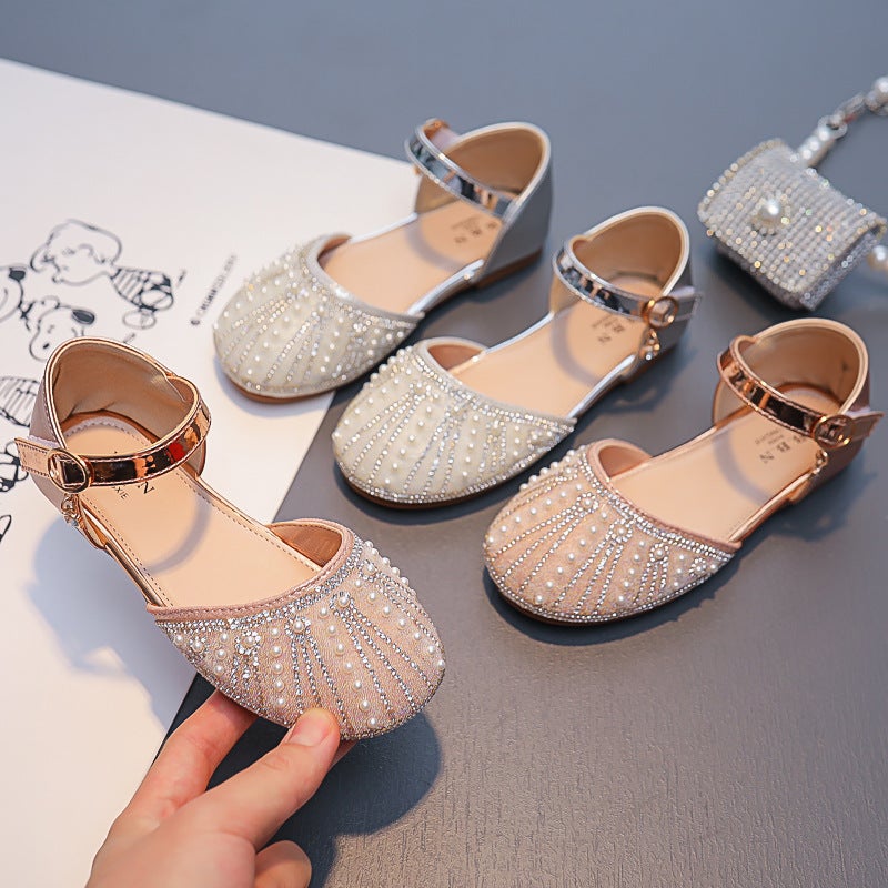 Summer Kidsren'S Shoes Girls Fashion Rhinestone Princess Shoes Baby Velcro Medium And Large Casual Sandals Trendy - Image 2