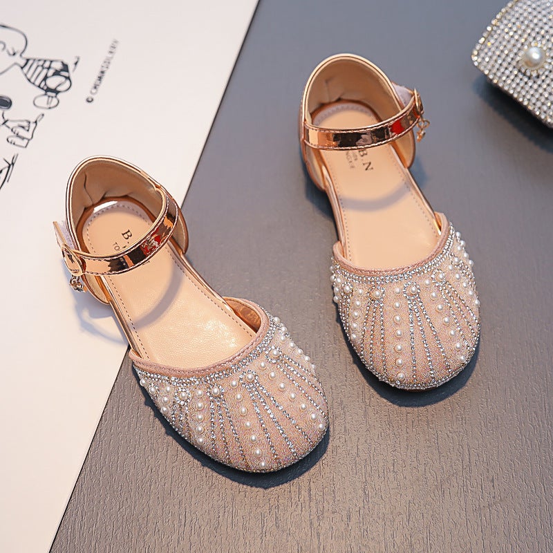 Summer Kidsren'S Shoes Girls Fashion Rhinestone Princess Shoes Baby Velcro Medium And Large Casual Sandals Trendy - Image 4
