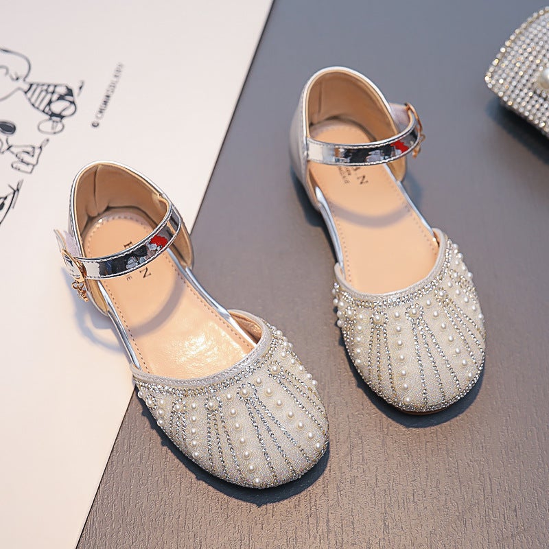 Summer Kidsren'S Shoes Girls Fashion Rhinestone Princess Shoes Baby Velcro Medium And Large Casual Sandals Trendy - Image 1