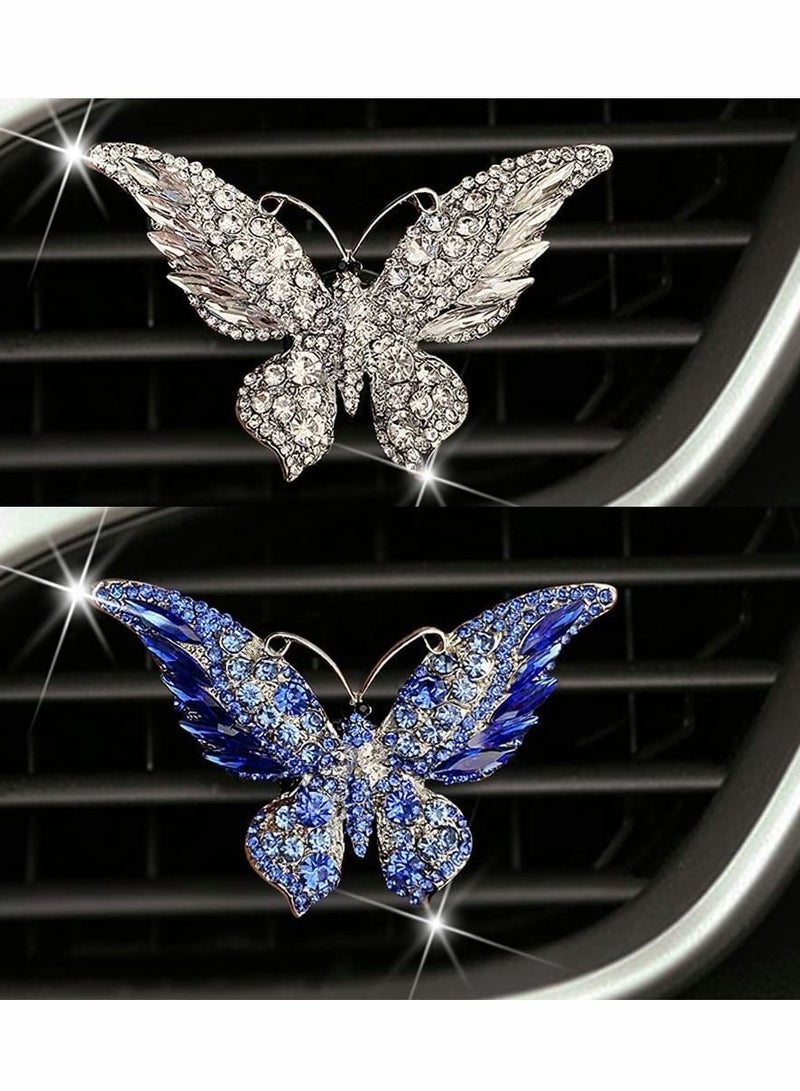 شو وو Car Air Vent Clip Charms, 2 PCS Butterfly Diffuser Freshener with Clip,Bling Accessories for Women-Butterfly Big - Image 1
