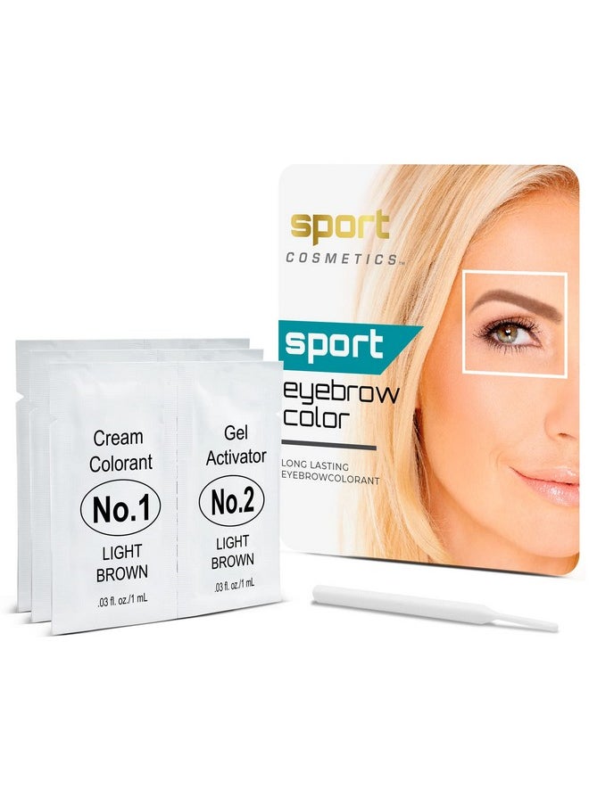 SPORT COSMETICS Eyebrow Color For Women, 3 Application Kit, Light Brown  - Image 2