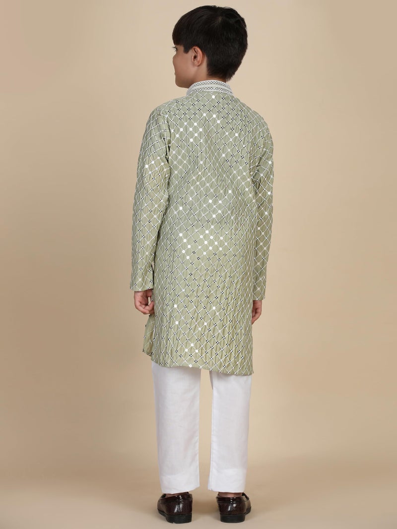 Pro-Ethic Style Developer Boys Cotton Kurta Pajama For Kid's Ethnic Wear | Cotton Kurta Pajama (S-268), 7-8 years, Green - Image 2