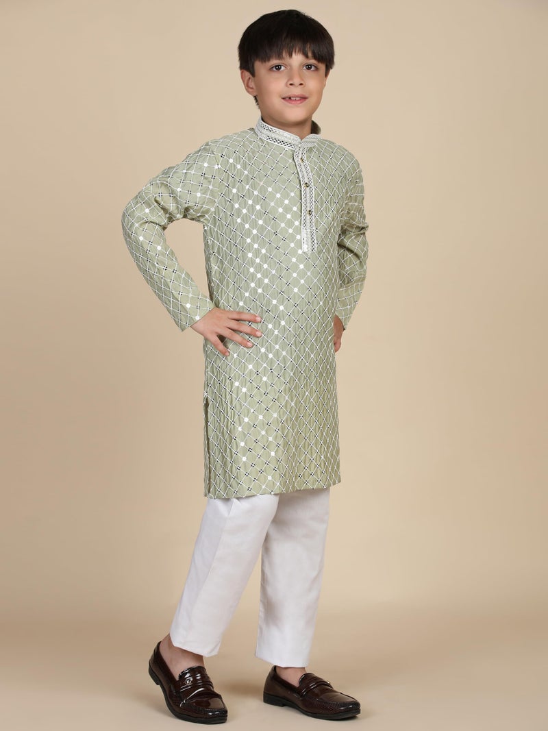 Pro-Ethic Style Developer Boys Cotton Kurta Pajama For Kid's Ethnic Wear | Cotton Kurta Pajama (S-268), 7-8 years, Green - Image 3