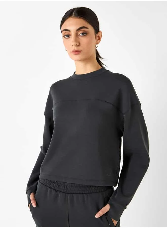 ادوت Panelled Cropped Sweatshirt with Long Sleeves