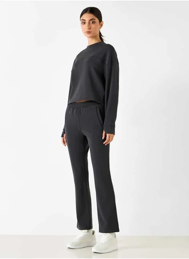 ادوت Panelled Cropped Sweatshirt with Long Sleeves