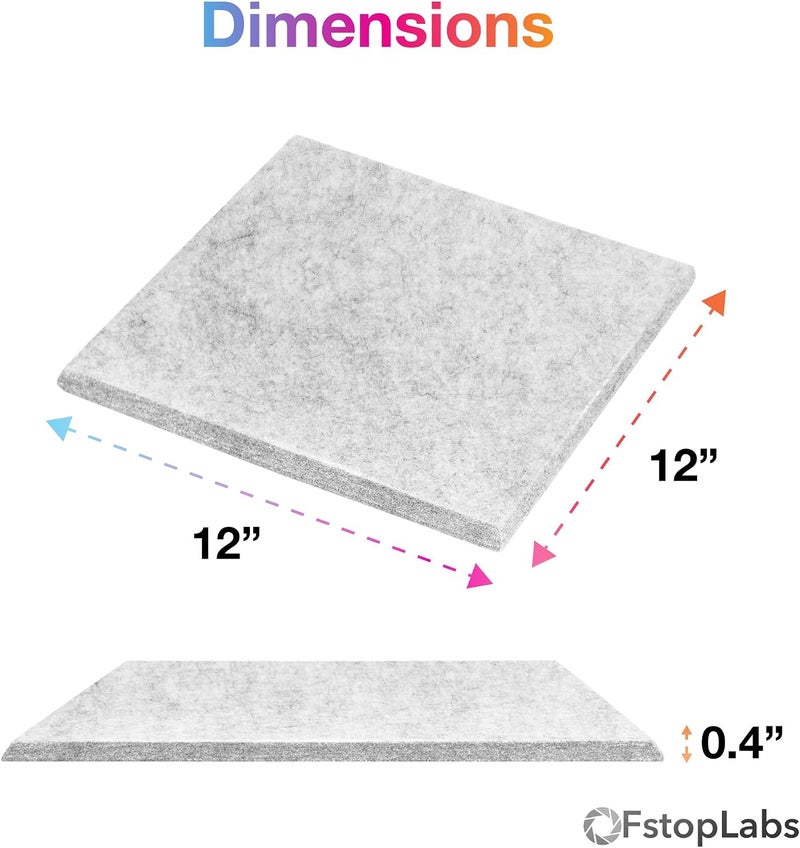 Fstop Labs 0.4" X 12" X 12" Acoustic Foam Panels, Sound Absorbing Panel, Beveled Edge Tiles Soundproof Foam Insulation, Soundproof Wall Panels - Image 5