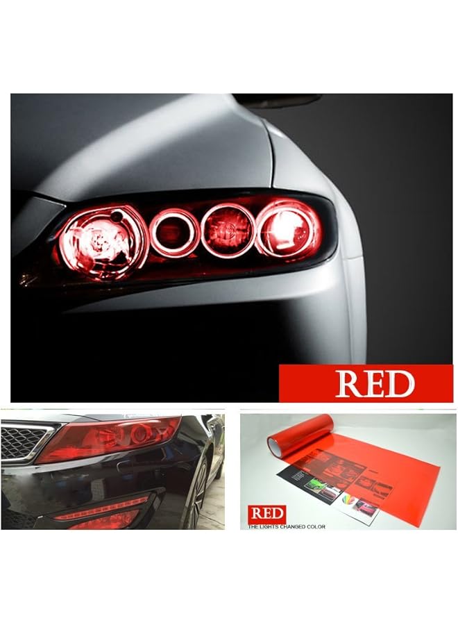 Generic Car Light Tint Film Headlight Fog Light Taillight Red Tinted Vinyl Tail Back Color Sticker Self Adhesive Shiny Chameleon Accessories Parts 48''X12'' 1Pc  - Image 3