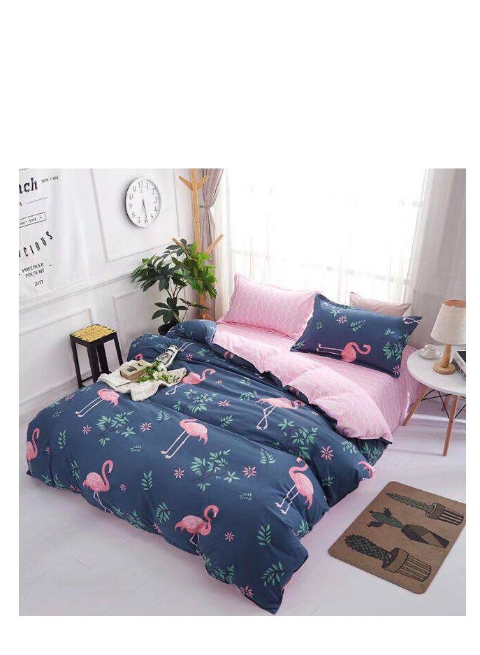 طقم لحاف مفرد للأطفال مكون من 4 قطع - خفيف الوزن، قابل للغسل في الغسالة، بنقوش جذابة، مقاس 160×210 سم