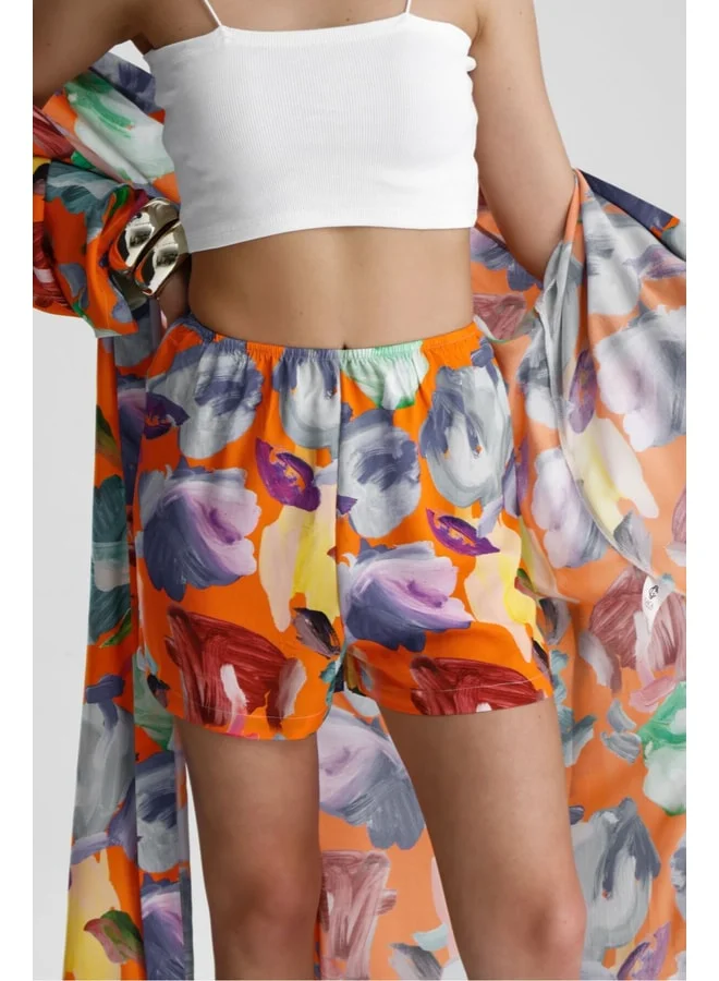 GACACOLLECTION LİANA Belted Multi‑Color Shorts Kimono Beach Set.