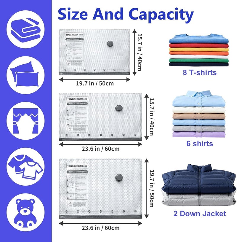 AMINAC 12 Vacuum Storage Bags with USB Rechargeable Electric Pump, Sizes 50×40cm, 60×40cm, 60×50cm, 7 Micron Thick Clothes Compression Bags for Storage & Travel, Green Gift Box - Image 1