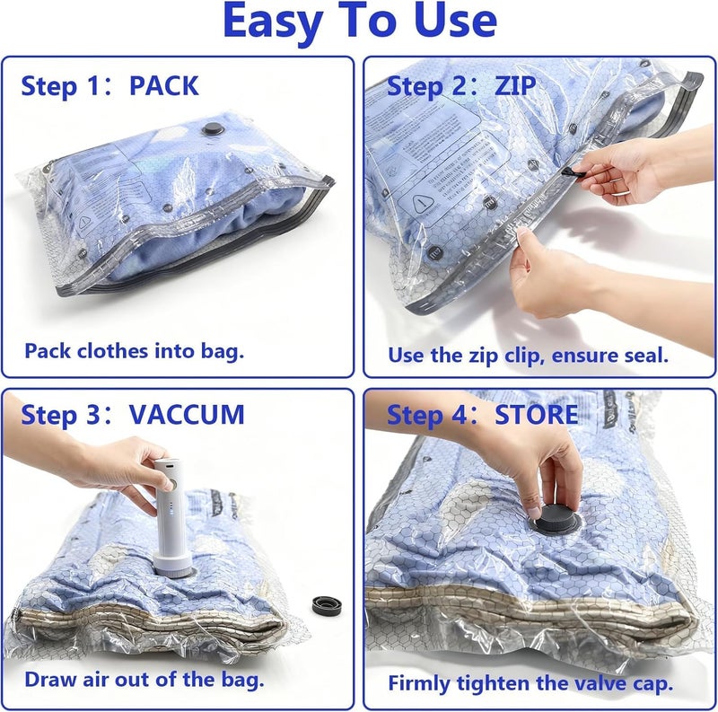 AMINAC 12 Vacuum Storage Bags with USB Rechargeable Electric Pump, Sizes 50×40cm, 60×40cm, 60×50cm, 7 Micron Thick Clothes Compression Bags for Storage & Travel, Green Gift Box - Image 5