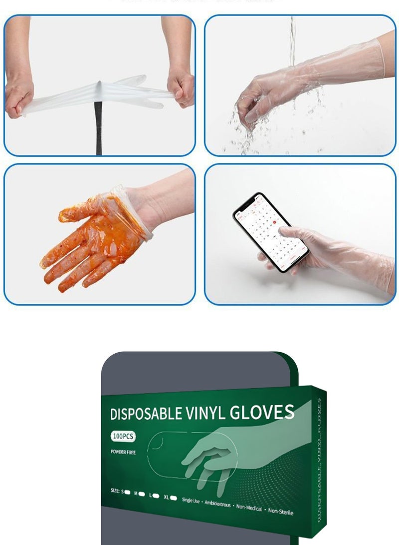 Vinyl Gloves , Latex Free and Powder Free Clear Disposable Gloves for Cooking, Food Prep, Household Cleaning, Salon, and Exam Use | 100 Count - Image 2