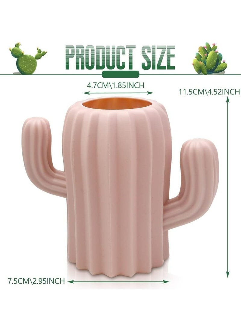 Oasisgalore - 2-Piece Cactus Desk Holder Set | Pen/Pencil & Brush Storage (Pink, Green) - Image 1