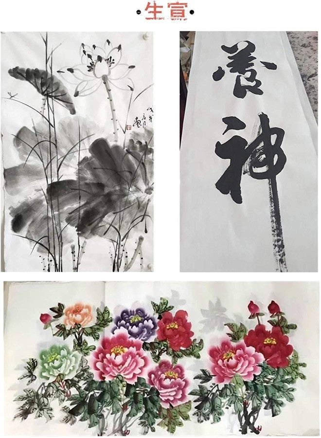 MEGREZ Chinese Japanese Calligraphy Xuan Paper, Rice Paper Sumi Calligraphy Paper for Calligraphy Brush Ink Writing, Painting Without Grids 100 Sheets/Bag,13.4 x 13.4inch, Sheng (Raw) Xuan - Image 5
