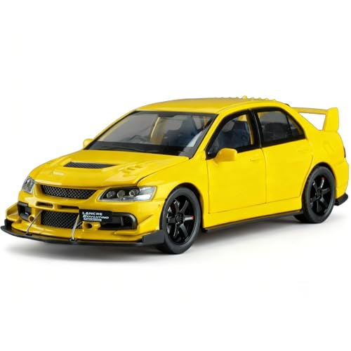 ERBADIHAGO Toy Cars Compatible for Lancer Evolution IX 132 Metal Model Car Pull Back Car Toys with Light and Sound Toys Car Collectible Model for Children Age 3 Year Old Yellow - Image 1