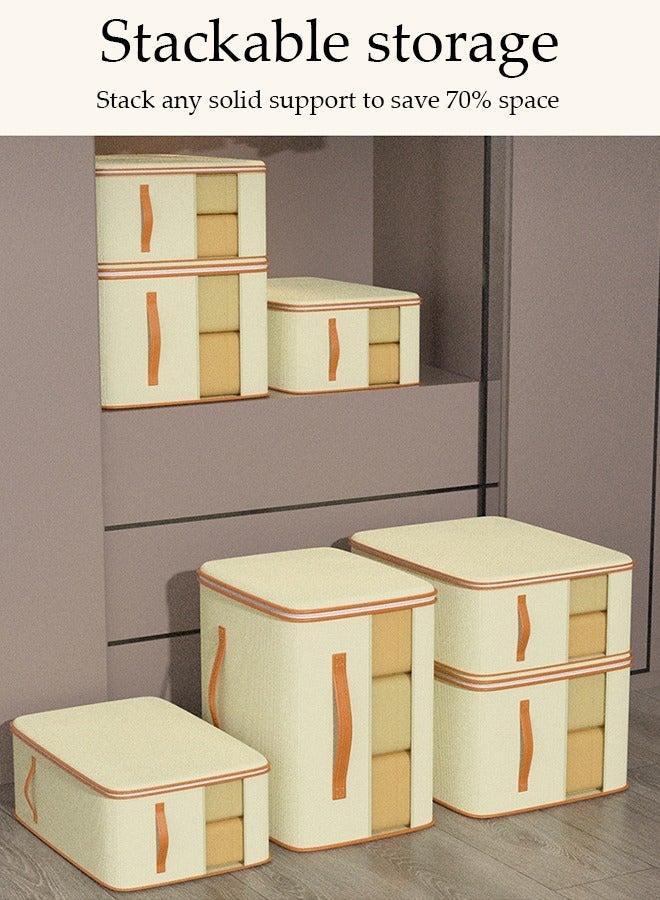 DUNISO 3 Piece Package Clothes Organizer Storage Box, Foldable Clothing Storing Bins, Large Capacity Cloth Container Reinforced Handle For Bedroom Livingroom - Image 3