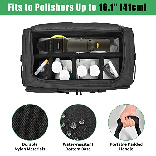 Jaffzora Large Car Detailing Bag, Cleaning Caddy for Auto Detailing Supplies, Car Cleaning Storage Trunk Organizer for Polisher and Vehicle Wash Tools, Black - Image 3
