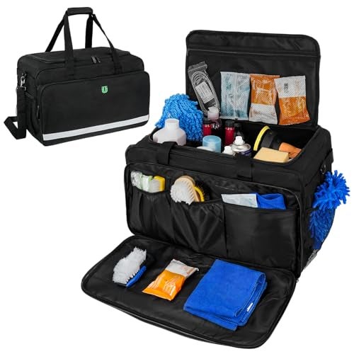 Jaffzora Large Car Detailing Bag, Cleaning Caddy for Auto Detailing Supplies, Car Cleaning Storage Trunk Organizer for Polisher and Vehicle Wash Tools, Black - Image 1