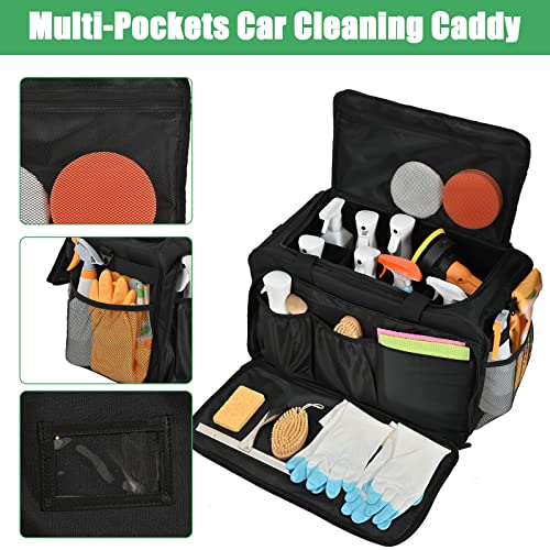 Jaffzora Large Car Detailing Bag, Cleaning Caddy for Auto Detailing Supplies, Car Cleaning Storage Trunk Organizer for Polisher and Vehicle Wash Tools, Black - Image 4