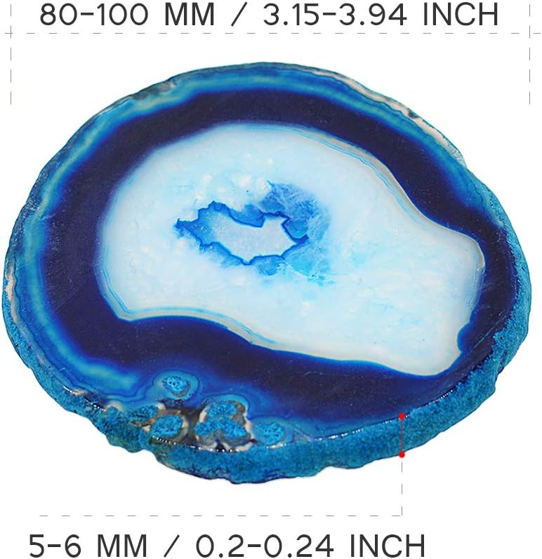 كلاراكو قواعد أكواب من حجر العقيق الطبيعي، قاعدة أكواب من حجر الجيود، قاعدة أكواب من الكوارتز الكريستالي، مقاس 3.23 بوصة، قلادة لصنع المجوهرات (6 ألوان) أزرق داكن - Image 5